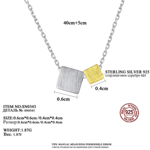 CZCITY due colori quadrati geometrici minimalisti <span class=keywords><strong>gioielli</strong></span> in argento Sterling 925 collane doppie placcate in oro per <span class=keywords><strong>bambina</strong></span> - Product Image 2