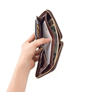 Vegetable Tan Leather Wallet Mens Credit Card Holder <strong>Small</strong> <strong>Zip</strong> <strong>Around</strong> Wallet Minimalist <strong>Zip</strong> Business <strong>Purse</strong> with Coin Pouch - Product Image 2
