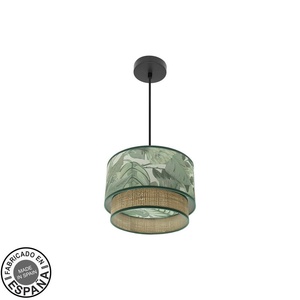 Lampadario da 30 cm, 1 x E27, colore nero e verde naturale, ideale per decorare gli spazi e fornire illuminazione ambientale. - Product Image 1