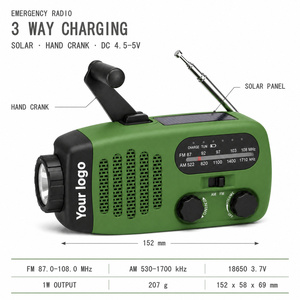 <span class=keywords><strong>Radio</strong></span> d'urgence à manivelle AM/FM solaire avec alerte météo NOAA, lampe torche LED, batterie externe 1200 mAh, SOS pour kit de survie en cas d'ouragan - Product Image 2