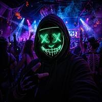Masque lumineux LED noir en forme de V pour la fête d'Halloween, masque de danse à lumière froide, accessoire de cosplay effrayant, accessoire décoratif