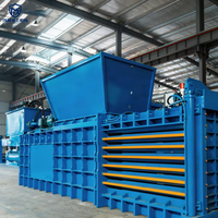 Presse à balles horizontale hydraulique automatique à double alimentation pour vêtements usagés, carton et tissus, pour lignes de déchets mixtes