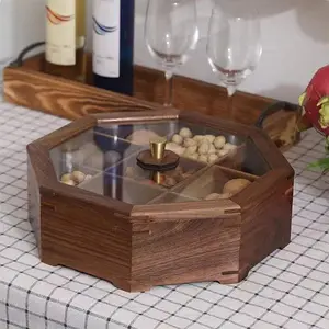 Scatola di legno ad alta capacità in legno scatola di frutta secca fatta a mano decorativa personalizzata scatola di frutta secca