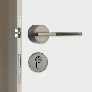 Mortise khóa cửa xử lý hiện đại tối giản ý nội thất gỗ cửa đòn bẩy khóa da đen hợp kim kẽm cửa xử lý Bộ - Product Image 2