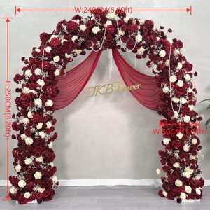 Arco de boda de flores blancas de mezcla roja elegante de lujo 2025 hecho de seda artificial para decoración de fondo de fiesta - Product Image 2