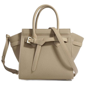 Sac fourre-tout en cuir véritable de première qualité en peau de vache, design ailé, grande capacité, couleur unie, en cuir texturé, à porter à la main - Product Image 1