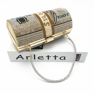Bolso de Noche Tipo Clutch Pequeño con Diseño Moderno <span class=keywords><strong>y</strong></span> Elegante, Adornado con Cristales de Diamantes en Forma de Rejilla, con Estampado de $100 Dólares - Product Image 3