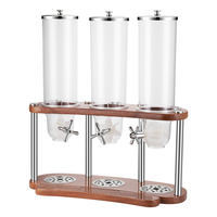 Buffet Traiteur de Luxe Triple Distributeur de Céréales Conteneur Distributeur de Céréales pour Aliments Secs avec Support en Bois
