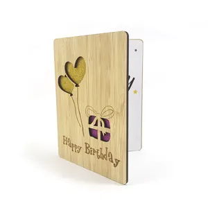 शीर्ष विक्रेता कस्टम लेजर उत्कीर्ण लकड़ी जन्मदिन मुबारक शिक्षक दिवस ग्रीटिंग कार्ड लकड़ी कार्ड शिक्षक दिवस के लिए
