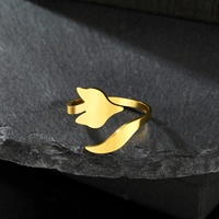 Longue queue renard anneau ouvert décontracté mignon mode Animal redimensionnable bagues en acier inoxydable bijoux cadeau d'anniversaire pour femmes hommes