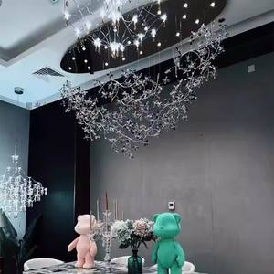 Lustre LED design branche d'arbre nordique à hauteur réglable, éclairage de plafond personnalisé motif floral pour projets MD92497 - Product Image 2