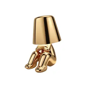 New Arrival Luxury Resin Golden Thinker Lamp Rechargeable Touch Switch LED Table Lamp Home Decor