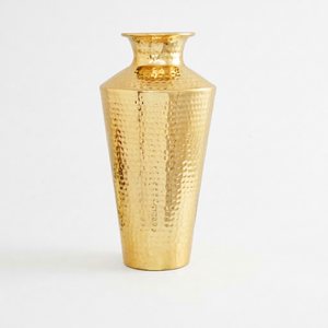 Florero martillado a mano dorado de lujo, jarrón de botella de Metal de alta calidad para decoración del hogar, centros de mesa de boda, diseño moderno - Product Image 1