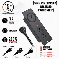 Stop Kontak Terintegrasi Pengisi Daya Nirkabel 15W dengan Pengisian Cepat USB-A/C, 2 Stop Kontak AC, dan Soket Ekstensi Terpasang di Meja