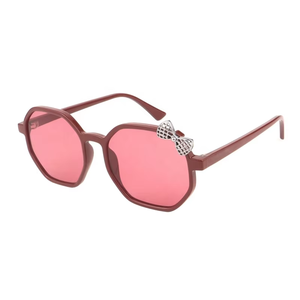 Nouvelles lunettes de soleil pour enfants à la mode avec mignon dessin animé nœud papillon violet marron bleu rose cadres pour petites filles - Product Image 1