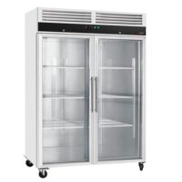 Congelador Vertical Gastro Reach-In GGM de Acero Inoxidable, Modelo ECO-1200L, Capacidad de 1200L, Puertas Dobles, -18°C a -30°C, Modo Eco, 1 Año de Garantía