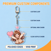 Porte-clés en acrylique miroir avec feuille arc-en-ciel, design personnalisé accepté pour les fans d'anime, impression UV de précision