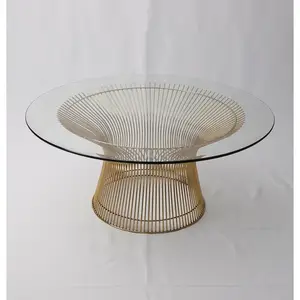 호화스러운 금속 철사 기초 성미 유리제 최고 식탁 악센트 둥근 테이블 가정 호텔 가구를 위한 중앙 세기 커피용 탁자