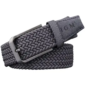 IGM Biểu Tượng Tùy Chỉnh Của Nam Giới Đen Điều Chỉnh Bện Stretch Leather End Tip Đàn Hồi Stretch Belt