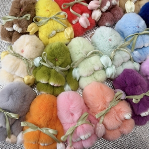 พวงกุญแจตุ๊กตากระต่ายขนปุย ขนาด 15 ซม. ทำจากขนกระต่ายแท้ ของเล่นเด็ก ของตกแต่งกระเป๋า ของขวัญสำหรับผู้หญิง - Product Image 2