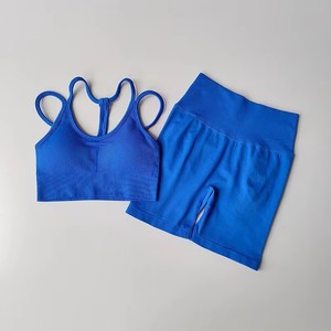 Nouvel Ensemble de Vêtements de Sport Personnalisé pour Femmes : Tenue de Fitness d'Entraînement Sans Couture Comprenant une Brassière de Sport et un <span class=keywords><strong>Short</strong></span> Galbant pour Gym et Yoga - Product Image 5