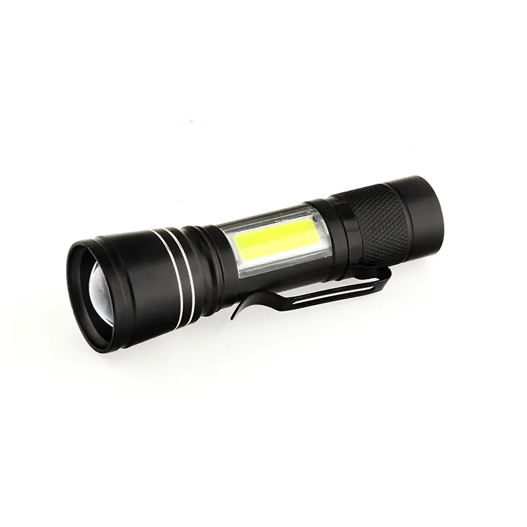 Venta al por mayor Mini Led linterna antorcha con COB Luz de lado Zoom YIWU fábrica LED linterna