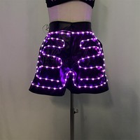 Pantalon en cuir LED clignotant, tenue de soirée lumineuse, short en cuir pour performance scénique, vêtements lumineux pour club, rave et événements musicaux