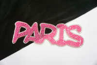 Échantillon Gratuit DIY de Noël, Vente en Gros Usine, Patchs en Cristal, Appliques Strass, Lettre Rose Paris, Design Personnalisé