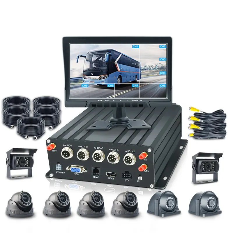 8 Channels Hard Disk Video Recorder 10 Inch VGA Monitor Channels HDD 4G Truck Car Bus Lorry 2 Year OEM Accepted Full View H.264