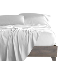 Ensemble de draps de lit d'hôtel, blanc à carreaux, drap-housse simple, pur coton tissé 300TC, hypoallergénique, certifié Oeko-Tex, linge de lit