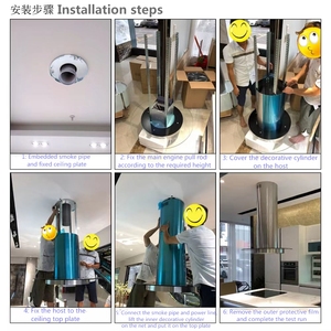 Extractor de campanas de <span class=keywords><strong>cocina</strong></span>, cubierta de vidrio para máquina <span class=keywords><strong>extractora</strong></span> de cilindros, Isla, <span class=keywords><strong>campana</strong></span> de succión superior, montada en <span class=keywords><strong>techo</strong></span>, color negro - Product Image 5