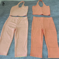 Vêtements d'été pour femmes Y2K, ensemble personnalisé de haut court à lacets et de leggings capri pour femmes, ensemble deux pièces