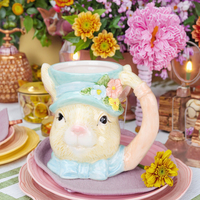 Redeco Kreative Hasenform Keramiktasse 3D Tierdesign Dekoratives Trinkgefäß Osterhase Kaffee Keramikbecher Personalisierte Tasse