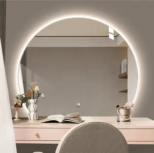 Half Moon Backlit Led Wall Spiegel Onregelmatige Vorm Full Body Dressing Spiegel Voor Home Decor Met Drie Kleur Licht