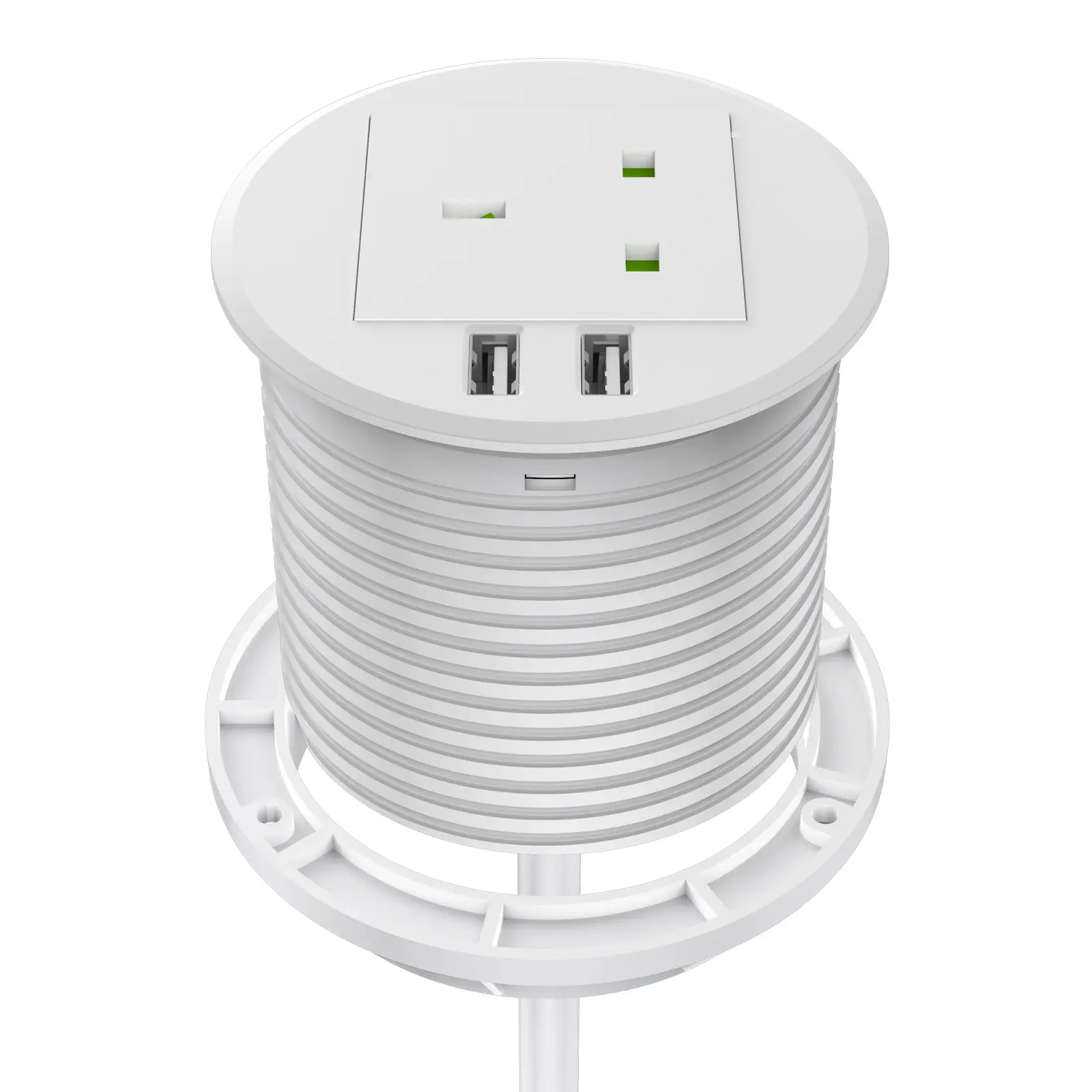 Prise de courant de bureau ronde EU UK standard 1pin + port de charge USB A + C/prises de courant alternatif européennes intégrées pour meubles