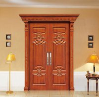 Puerta de Madera Sólida de Doble Hoja Arqueada Moderna en Venta, con Acabado Pintado para Uso en Hoteles y Villas