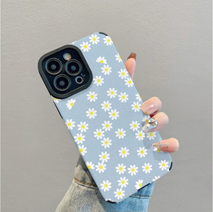 Custodia per cellulare in TPU in similpelle con stampa di piccole margherite bianche per iPhone X, XR, 11, 12, 13, 14, 15, 16, 17, 18 Pro Max - Product Image 4
