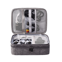 Pochette de voyage étanche pour câbles de chargeur, étui de rangement portable double couche pour câbles électroniques