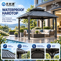 Pergola à structure en aluminium, pavillon d'ombrage pour l'hôtellerie, idéal pour les terrasses d'hôtels et restaurants, les repas en plein air et les zones de loisirs pour les clients.