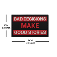 Parches de letras bordados DIY para coser, con diseños divertidos 'BAD DECISIONS MAKE GOOD STORES', para chaquetas, abrigos, bolsos y sombreros