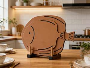 เขียงรูปทรงปลา ทำจากไม้คอมโพสิตน้ำหนักเบา ปลอดสาร BPA เขียงบาง ล้างในเครื่องล้างจานได้ สำหรับใช้ในครัว - Product Image 5