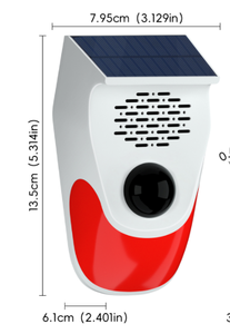 Alarma de sirena detector de movimiento PIR con energía solar detector de movimiento PIR alarma 120 dB alarma de sonido con control remoto de baterías - Product Image 6