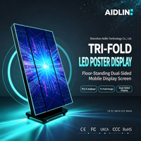 Écran d'affichage LED pliable P1.25-P2.5, signalisation numérique HD mobile sur roues pour centres commerciaux, expositions et publicité de détail
