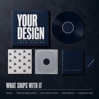 Boîte d'emballage carrée personnalisée en papier recyclé pour disques vinyles avec pochette intérieure antistatique et design estampé à chaud avec paroles de chansons