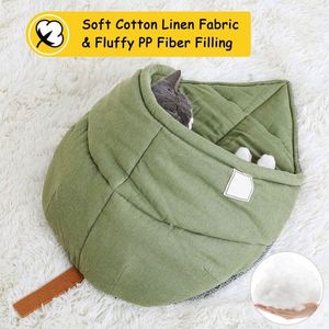 Free Sample Leaf Cat Sleeping <b>Bed</b>,Pet Sleep Cozy Bag Stay Open,,Burrow Calming Snuggle Sack Covered <b>Nest</b> <b>Bed</b> for - Product Image 4