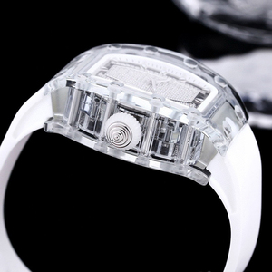 Women's Pink Crystal Mechanical <b>Watch</b> with Moissanite Inlay and <b>Rubber</b> Strap - Automatic <b>Watch</b> - Product Image 6