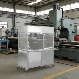 Carrito Plegable Portátil de Acero Inoxidable con 4 Ruedas para Venta Ambulante de Helados, Café, Hot Dogs y Dulces - Product Image 2