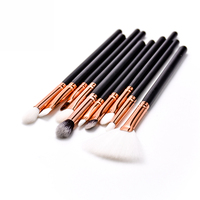 12 pièces Articles de voyage outil de beauté pinceaux cosmétiques pinceau de maquillage ensemble marque privée aluminium cheveux synthétiques support en bois sac en bois