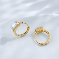 Boucles d'oreilles clips en or jaune 18 carats avec diamants de laboratoire et émeraudes, style fantaisie, manchette d'oreille, boucles d'oreilles statement