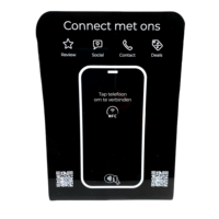 Acrílico PVC NFC de pie para menú de restaurante redes sociales facebook Instagram Whatsapp